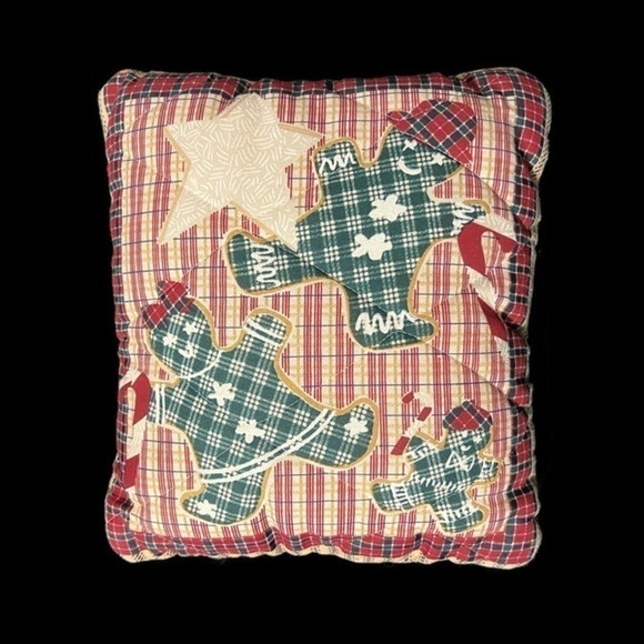 VINTAGE Handmade Snowman Sleigh Square Throw Pillow - Picture 2 of 8